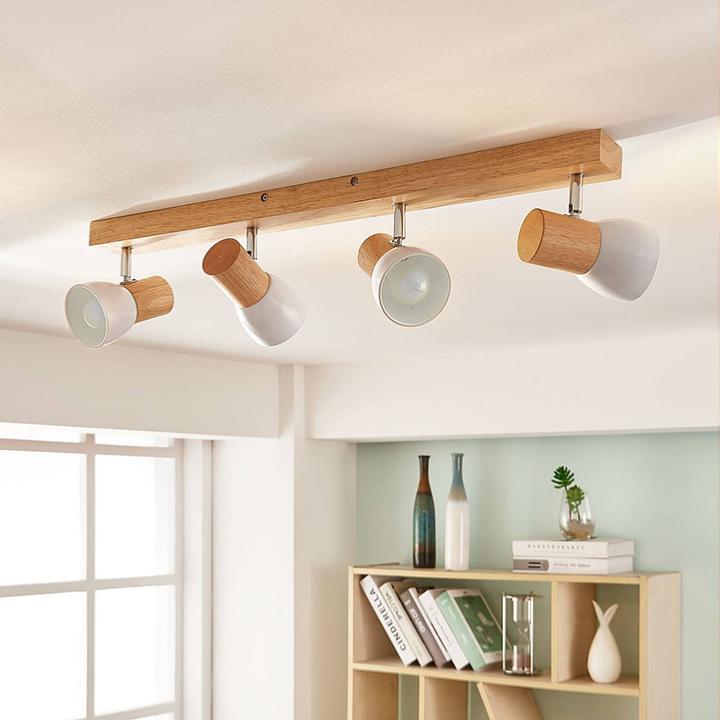 Produktbild Lindby Holz-Deckenlampe Thorin, vierflammig (E14)