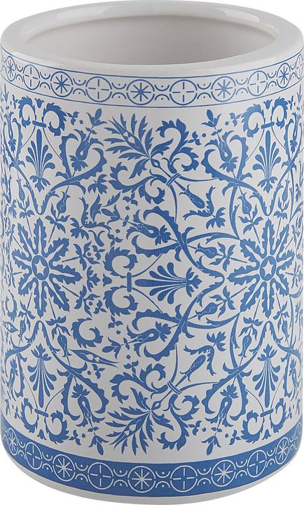 Produktbild Beliani Badezimmer Set 3-teilig Keramik blau / weiss CARORA (8 x 8 x 19 cm)