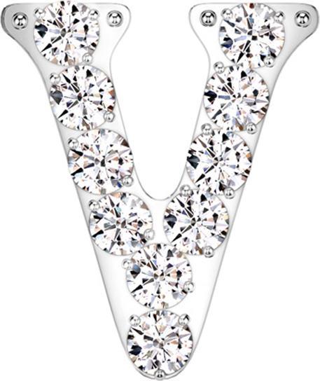 Image du produit Star Piercing Threadless silber mit Kristallen silber Buchstabe V (sans laiton, Titane G23)
