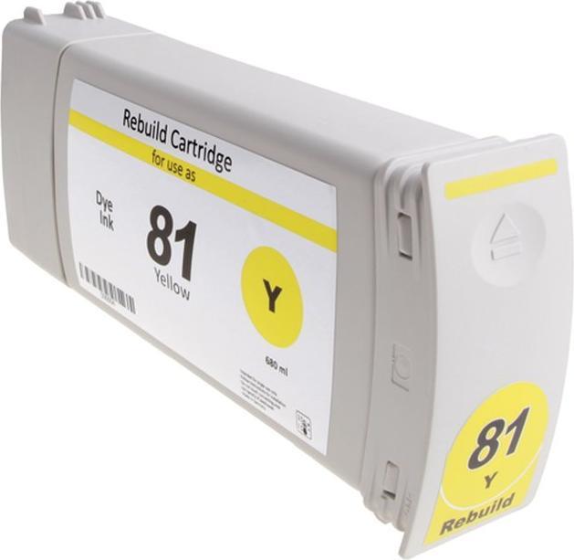 Actual product image Hermex Compatible HP 81 Ink Cartridge Yellow for Designjet 5000 5500 Dye (Y)
