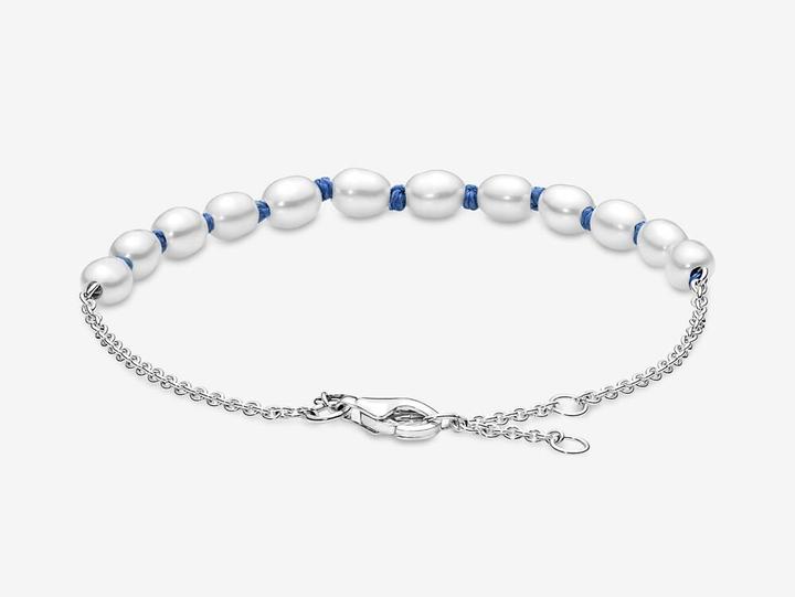 Immagine prodotto Pandora Bracciale in cordoncino blu con perle d'acqua dolce coltivate (20 cm, Argento 925)
