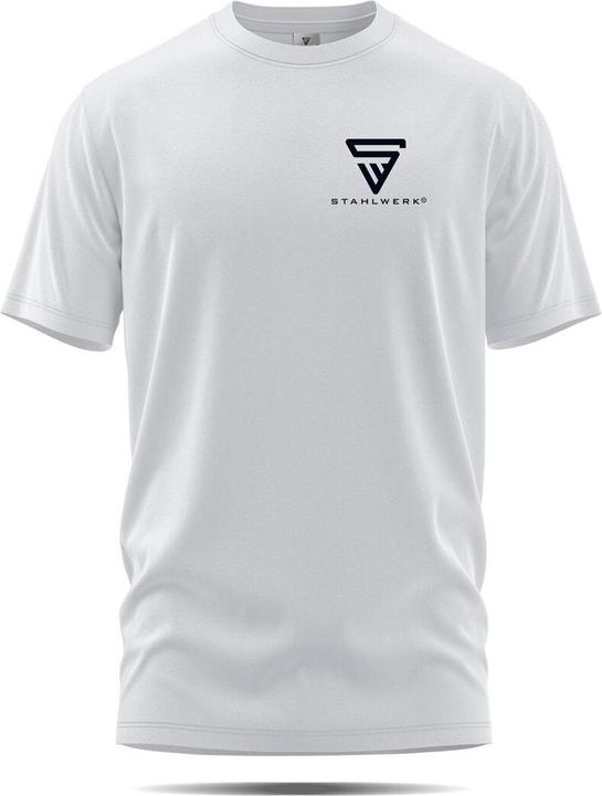 Produktbild Stahlwerk T-Shirt Weiss Grösse L Kurzarm-Hemd mit Logo-Print aus 100% Baumwolle (L)