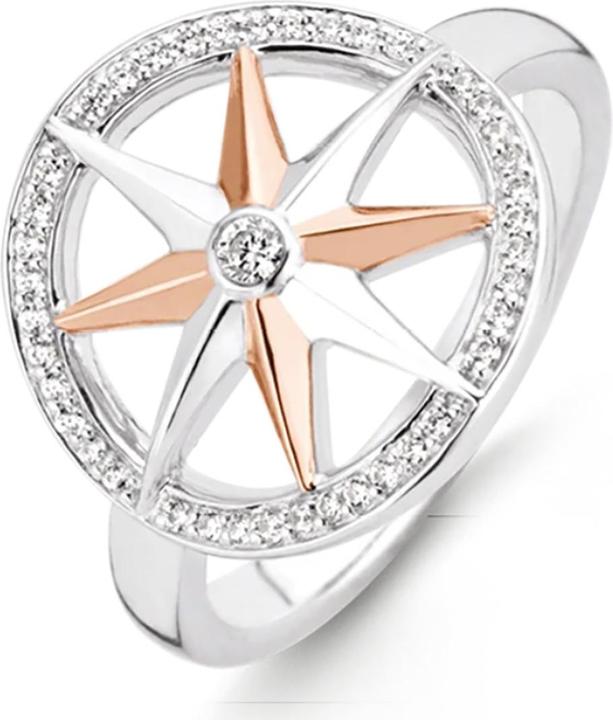 Produktbild Ti Sento Milano Ring Windrose mit Zirkonia bicolor 12155ZR (56, 925 Silber)