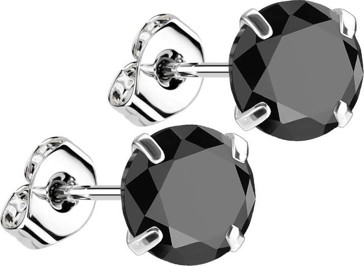 Immagine prodotto Star Piercing Orecchini a perno in argento con cristallo rotondo nero (senza ottone, Argento 925)
