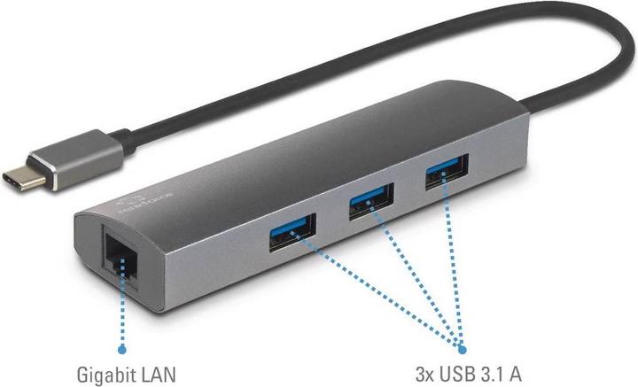 Immagine prodotto Renkforce Adattatore/Hub di rete Gigabit Ethernet USB (USB 2.0, RJ45 (1x))