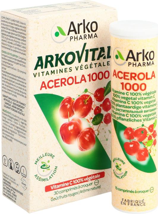 Actual product image Arkopharma Arkovital Acerola Kautabletten 1000mg (30 Piece, Pills, 96 g)
