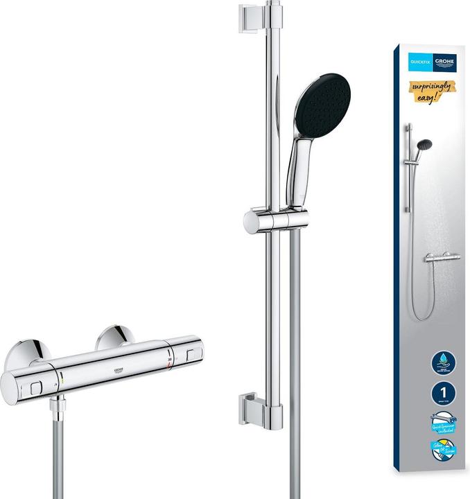 Produktbild Grohe Precision Start QuickFix Thermostat-Duscharmatur und Vitalio Start 110 Brausestangenset, Länge 600mm