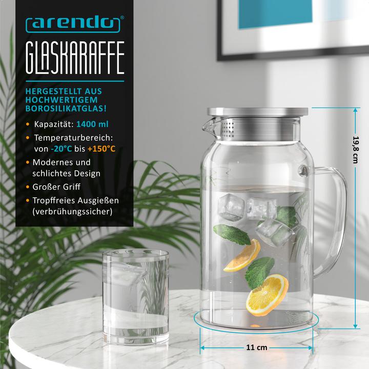 Actual product image Arendo Glass carafe with lid (1.40 l)