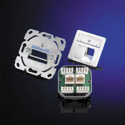 Produktbild Telegärtner Anschlussdose AMJ45 8/8 K Up/50 Cat.6A perlweiss RAL 1013, 2xRJ45