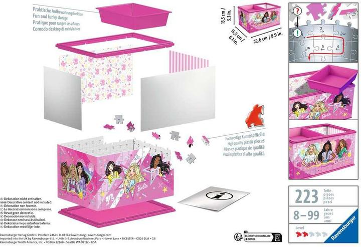 Actual product image Ravensburger 3D Puzzle 11584 - Storage Box Barbie - Practical organiser for Barbie fans - (216 pieces)