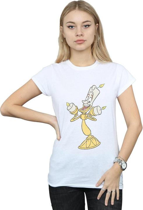 Actual product image Disney Womens/Ladies Beauty And The Beast Lumiere Distressed Cotton T-Shirt (S)