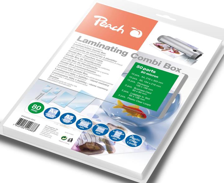 Actual product image Peach Laminating Combi Box (A4, 50 Piece, 80 µm)