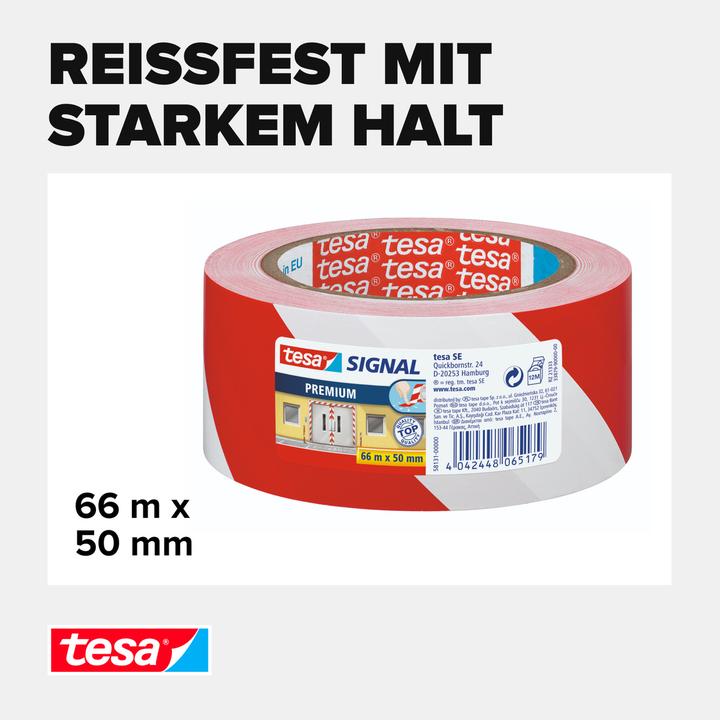 Produktbild tesa PREMIUM Signal Markierungsband, selbstklebendes PVC Warnband zur permanenten Markierung (50 mm)