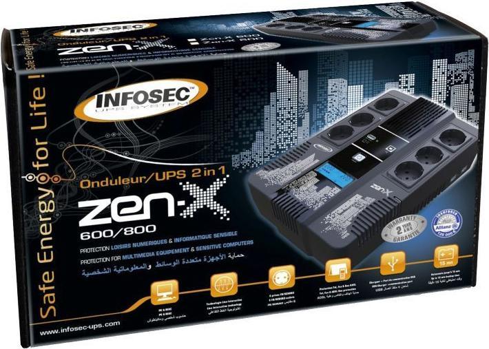 Image du produit Infosec Zen-X 800 (800 VA, 0.48 W, Line-interactive Onduleur)