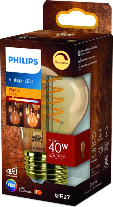Actual product image Philips Amber (E27, 5.50 W, 470 lm, 1 x, E)