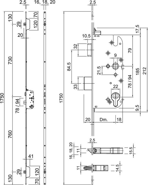 Immagine prodotto G-U Serrature di inserimento di sicurezza GU-SECURY-N-MR 2 (Cilindro profilato)