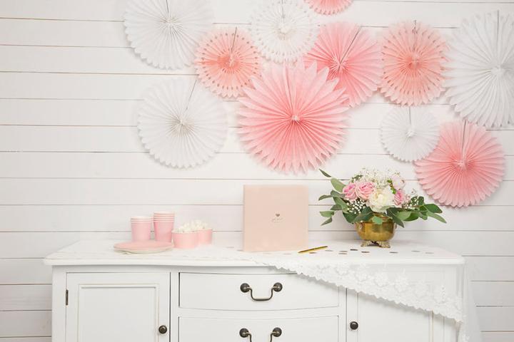 Immagine prodotto Partydeco Ventaglio di carta velina, rosa cipria, 20-30 cm (1 confezione / 3 pz.)