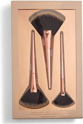 Actual product image Makeup Revolution Highlight & Finish Set -- 3-Teiliges Pinsel-Set