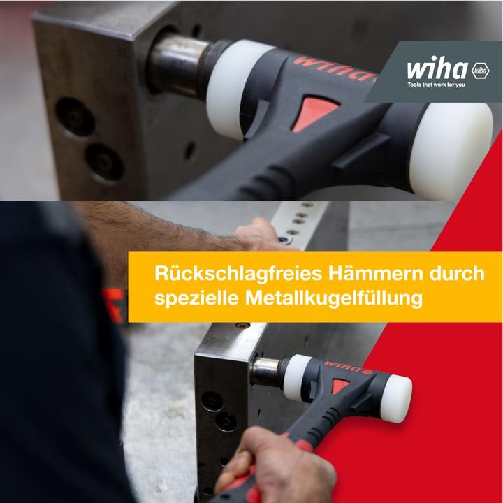 Actual product image Wiha FibreBuzz® soft-face hammer recoilless, polyamide striking head 320 mm | 44598 (740 g)