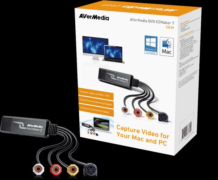 AVerMedia DVD EZMaker 7 (USB 2.0, DVB-S, DVB-T2, analoges Fernsehsignal, DVB-S2, DVB-C, DVB-T)