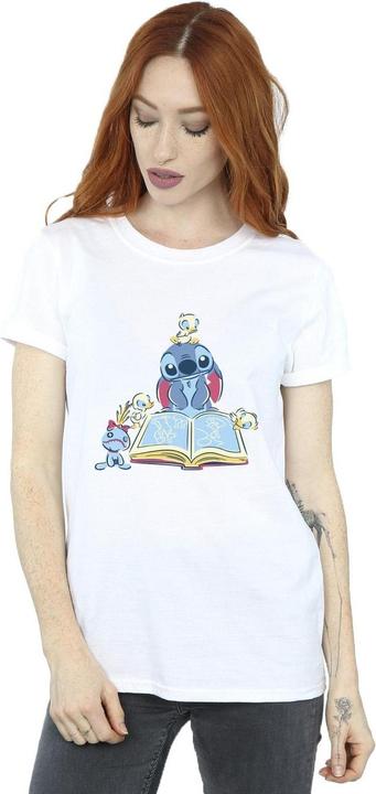 Actual product image Disney Womens/Ladies Lilo & Stitch Reading A Book Cotton Boyfriend T-Shirt (XL)