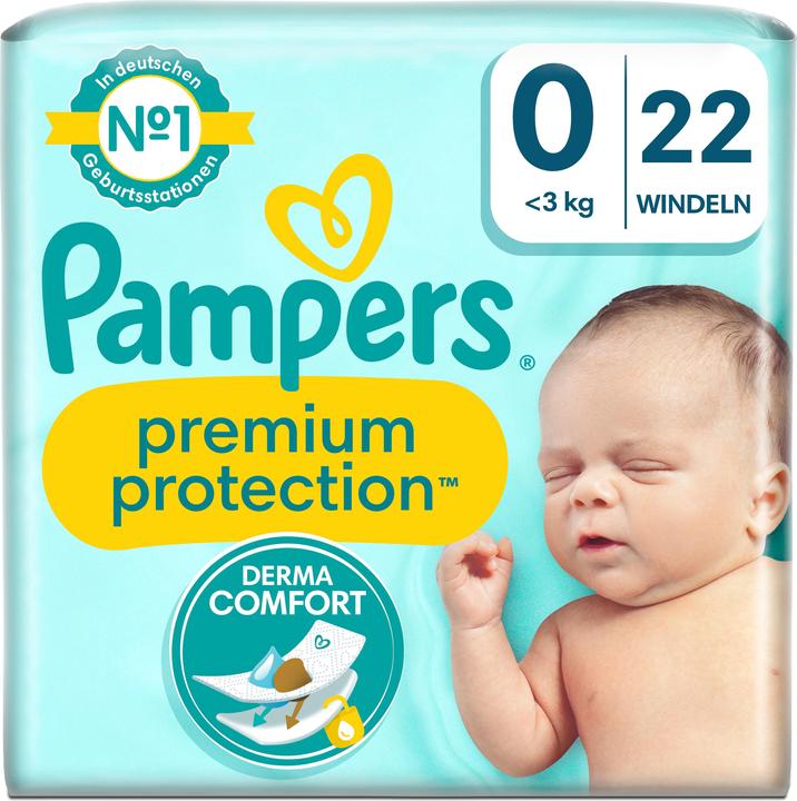 Pampers Premium Protection (Gr. 0, Tragepack, 22 Stück)