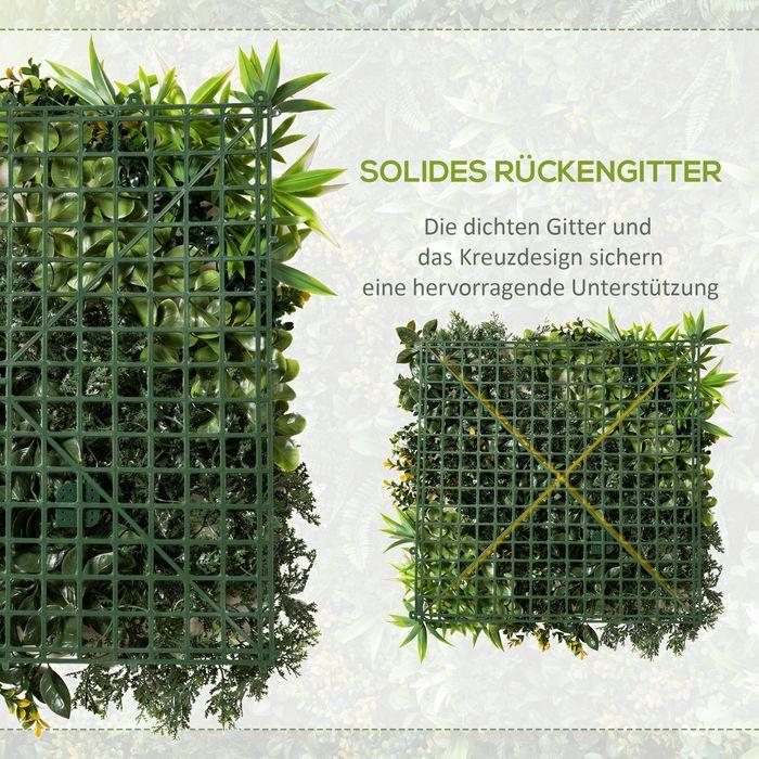 Image du produit Swisshandel24 12 pièces mur végétal artificiel haie 50x50 cm anti-UV brise-vue design multi-feuilles haiep (50 cm)