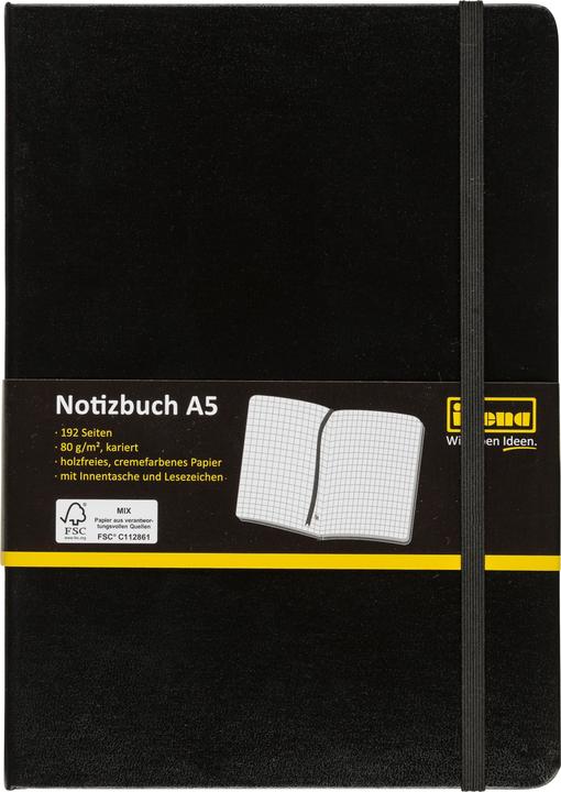 Actual product image Idena Notebook A5 squared black FSC-Mix (A5, Checked, Hardcover)