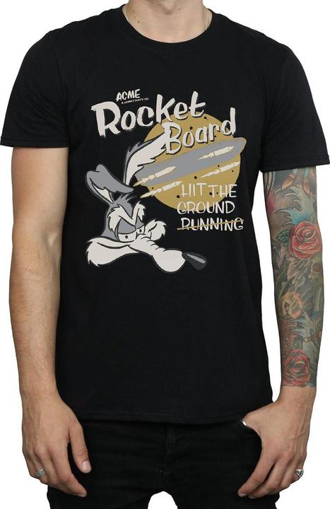 Image du produit Looney Tunes Mens Rocket Board Wile E Coyote Cotton T-Shirt (XXL)
