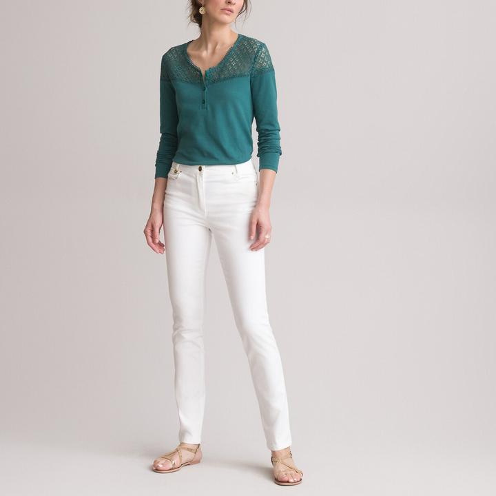 Actual product image Anne Weyburn Straight five-pocket trousers in stretch cotton (44)