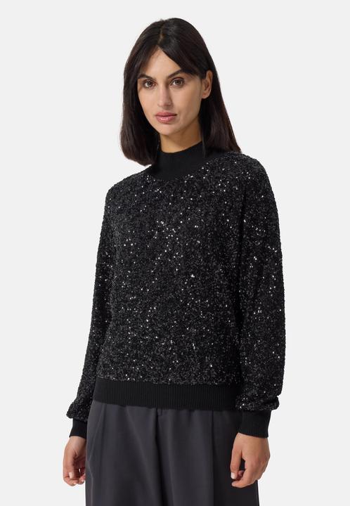 Cash-Mere Kaschmir Rundhals Pullover mit Pailletten