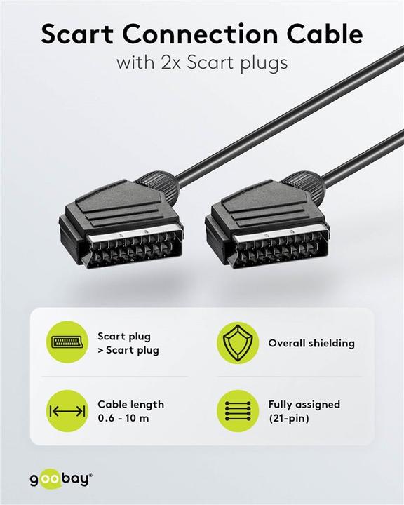 Actual product image Goobay Scart connection cable, nickel-plated, ø 7 mm (0.60 m, Scart)
