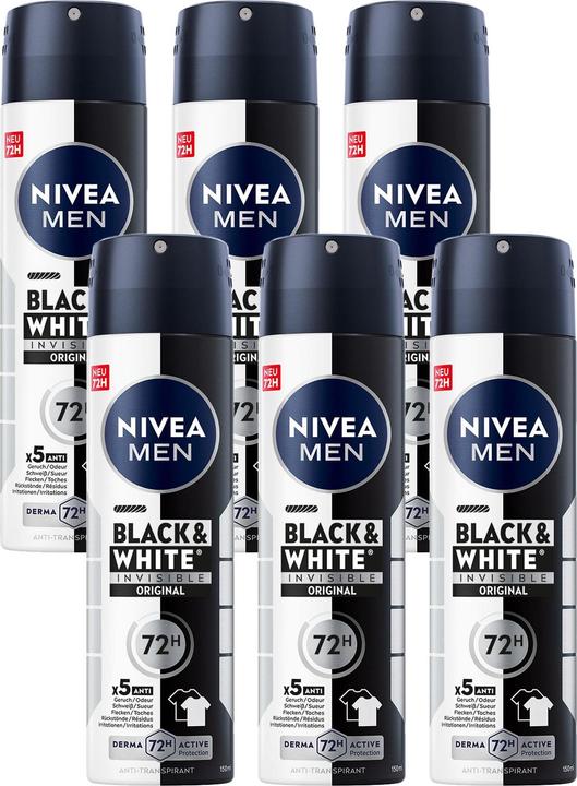 Image du produit NIVEA Multipack Black & White Invisible Original Spray (6 Stück) (Spray, 150 ml)
