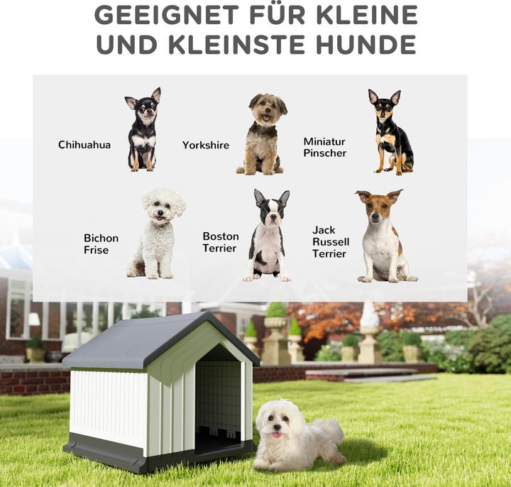 Actual product image PawHut Hundehütte Kunststoff Grau+Weiss (Dog house)
