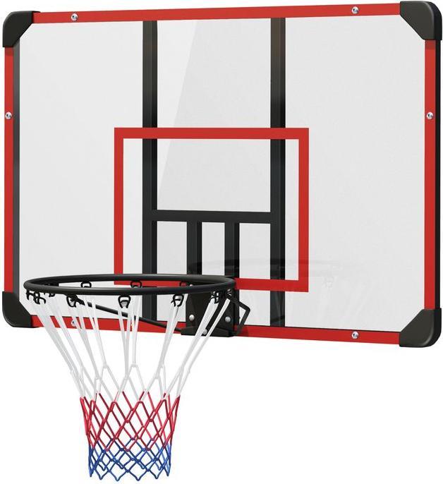 Swisshandel24 Basketballkorb, Basketballbrett mit Korb, Wandmontage, für Outdoor, Stahl, rot