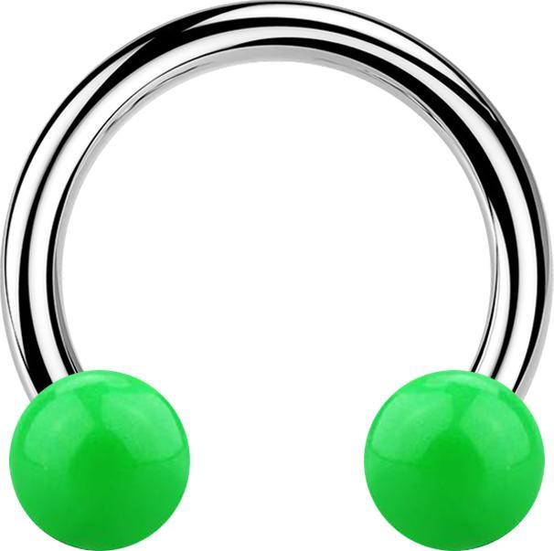 Produktbild Star Piercing Micro Circular Barbell silber mit zwei Kugeln grün (Chirurgenstahl 316L, ohne Messing, Acryl)