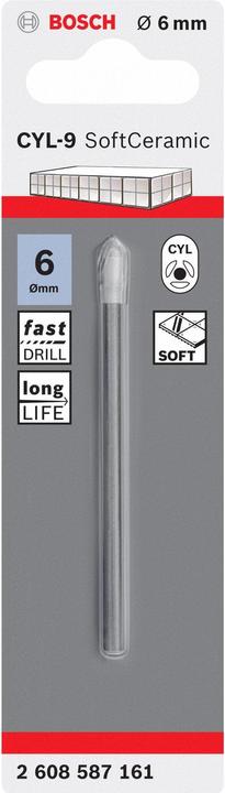 Immagine prodotto Bosch Professional Zubehör Trapani per vetro e piastrelle (6 mm)