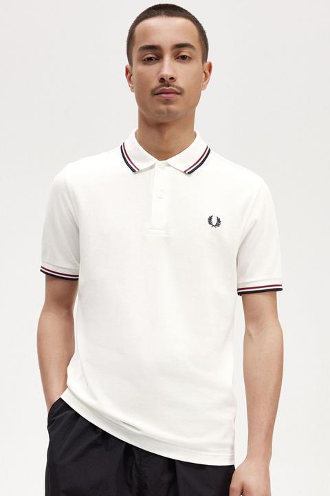 Actual product image Fred Perry Twin Tipped Polo Shirt Short Sleeve Snow White (XL)