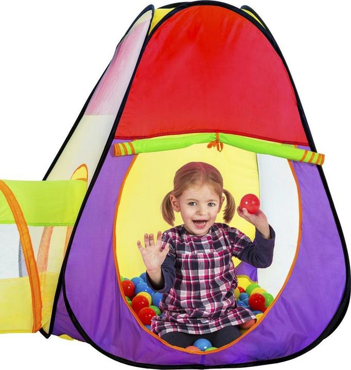 Actual product image tectake Pyramid play tent with tunnel, 200 balls and bag