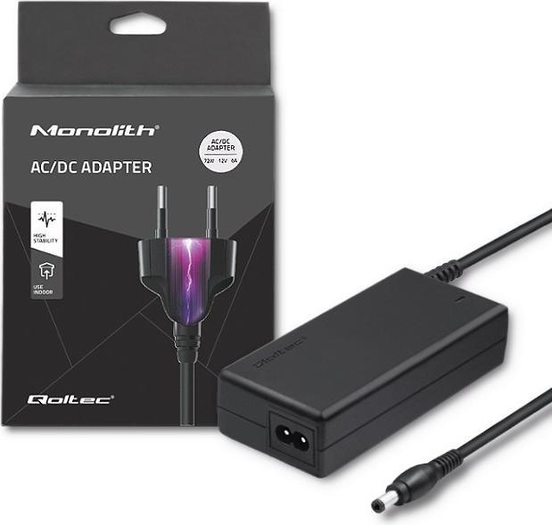 Produktbild Qoltec Universal AC adapter 72W| 12V| 6A| 5.5*2.5|+power cable (72 W)