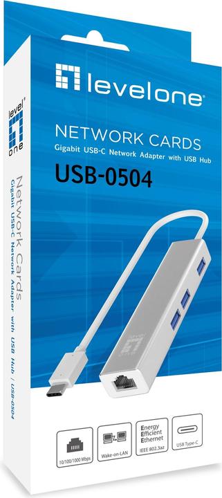 Immagine prodotto LevelOne Adattatore USB-C -> 10/100/1000, 3xUSB3.0 si (USB-C, RJ45 (1x))
