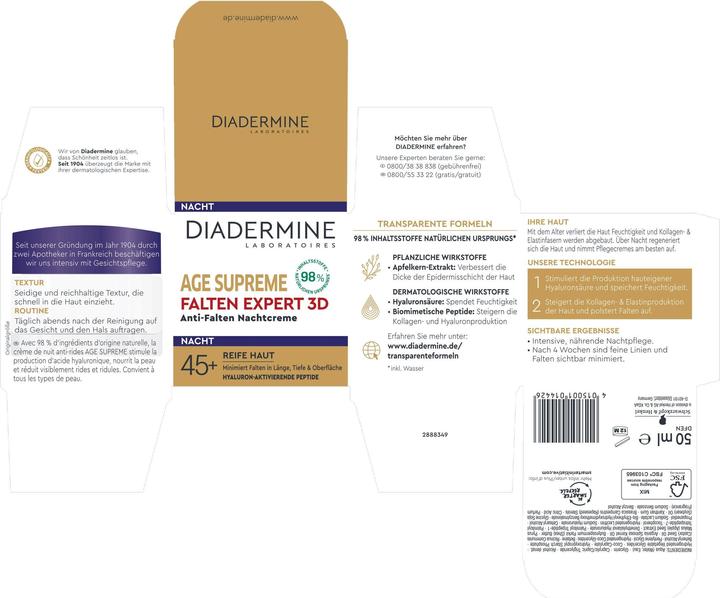 Immagine prodotto Diadermine Age Supreme Wrinkle Expert 3D Crema Notte Antirughe (50 ml, Crema notte)