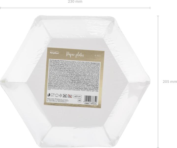 Image du produit Partydeco Assiettes en carton rose avec feuilles dorées (6 pièces) (6 x)