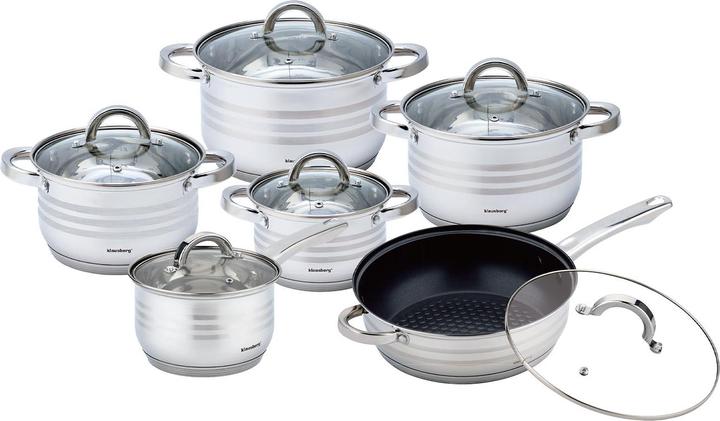 Klausberg Stainless steel saucepan set with glass lid, 6 pieces (Pot, Stainless steel)