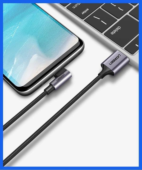 Actual product image Ugreen USB-C angled to USB-A 2.0 A data cable (2 m, USB 2.0)