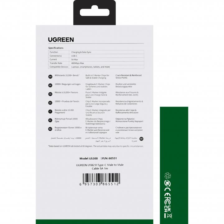 Actual product image Ugreen USB C - USB C (1 m, USB 2.0)