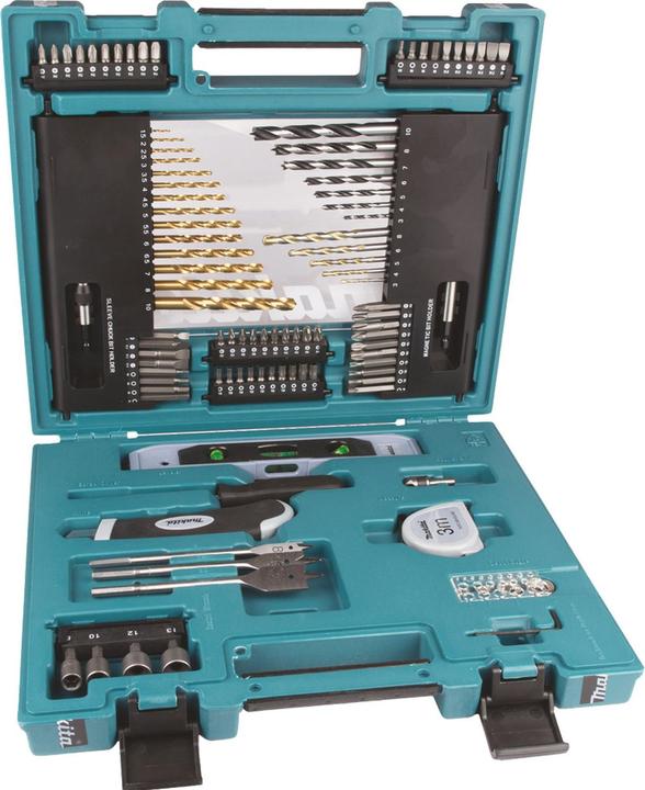 Produktbild Makita Zubehörsortiment D-31778 104-teilig (190, 1/4", 14 mm, 80 mm, 10mm, 40 mm, 120mm, 50 mm, 60mm, 100 mm., 30 mm, 300 mm, 150 mm, 140mm, 110 mm, Flex Verlängerung (130mm), 250mm, 160 mm, 200mm, 25mm, 20 mm)