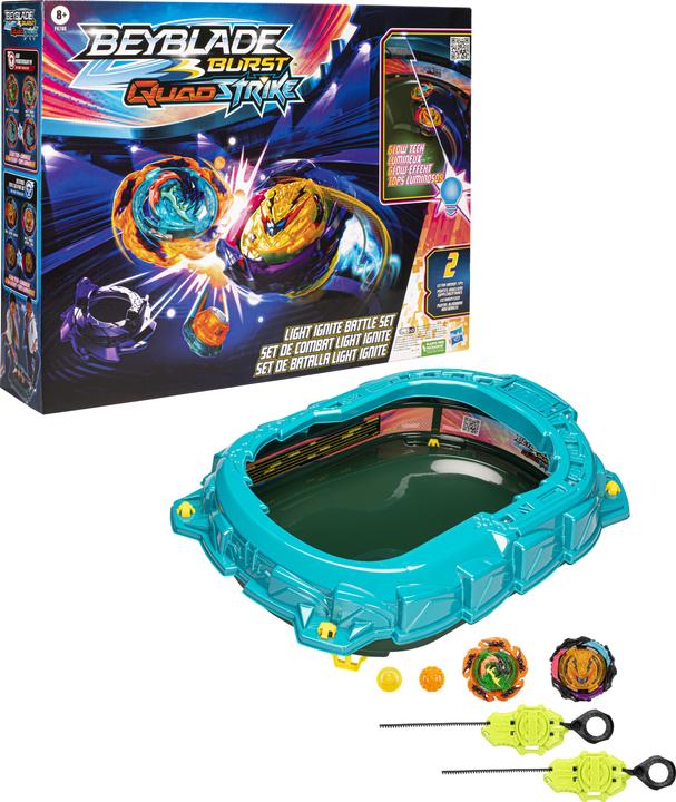 Hasbro Beyblade Burst QuadStrike Light Ignite Beyblade Stadion Strijdset (Duits, Frans, Italiaans, Engels, Nederlands, Zweeds, Noors, Pools)
