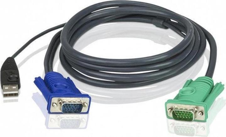 Actual product image Aten 2L-5203U KVM cable (HD15-SVGA, USB, USB) - 3 m