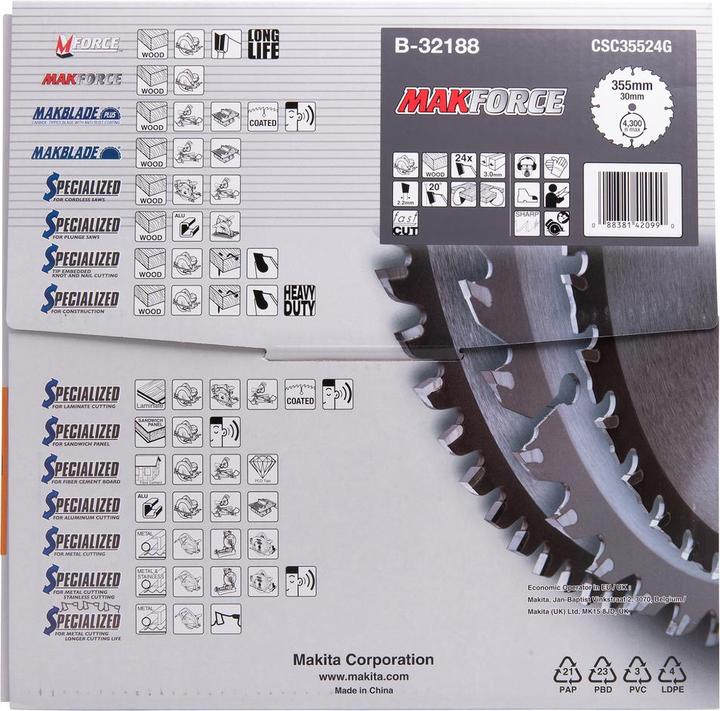 Actual product image Makita MAKFORCE saw blade 355x30x24Z